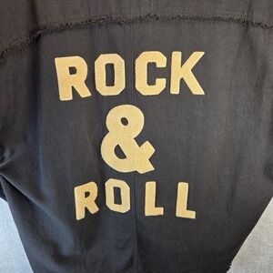 Davi & Dani Rock & Roll Black Denim Shacket Frayed Edges Sz Large Oversized